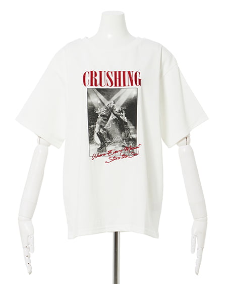 INGNI（イング） ロック転写プリントTシャツ ｵﾌﾎﾜｲﾄ/ｱｶ