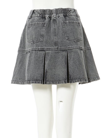 INGNI(イング) 裾切替プリーツデニムミニスカート/C ライトグレー