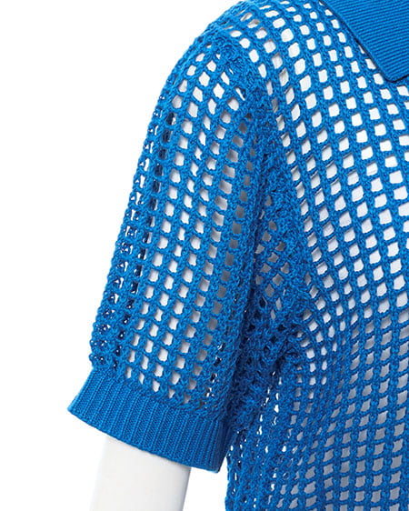 INGNI（イング） フロントジップメッシュ半袖ニット ﾌﾞﾙｰ