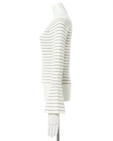 INGNI(イング) オフショルフレアスリーブニット オフホワイト/グレー