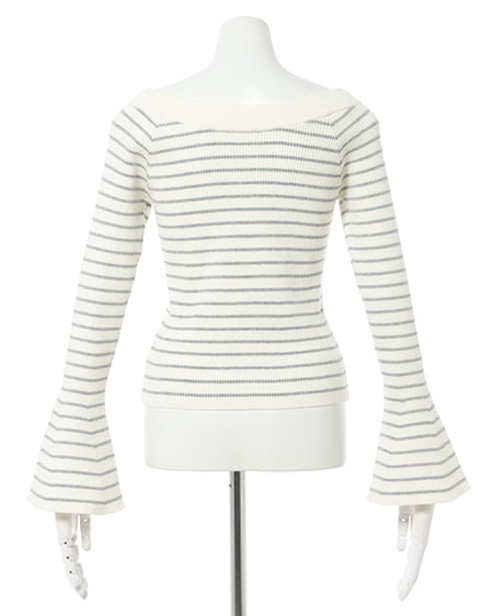 INGNI(イング) オフショルフレアスリーブニット オフホワイト/グレー