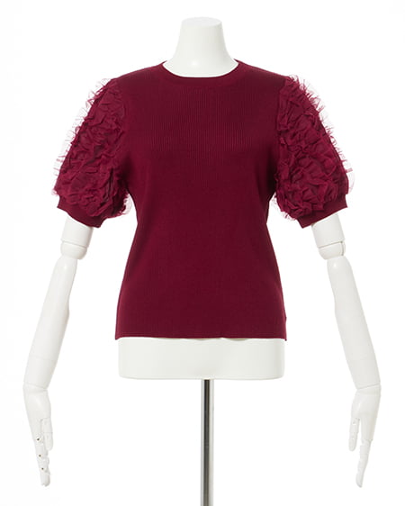 INGNI(イング) フリルスリーブニット ボルドー