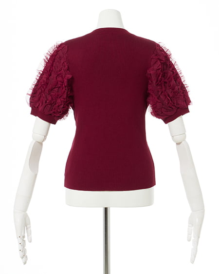 INGNI(イング) フリルスリーブニット ボルドー