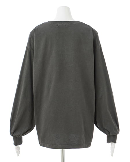 INGNI（イング） ピグメントアソートロゴプリントロングTシャツ ﾁｬｺｰﾙｸﾞﾚｰ
