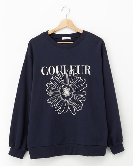 【WEB限定】花刺しゅうクルーネックスウェットプルオーバー