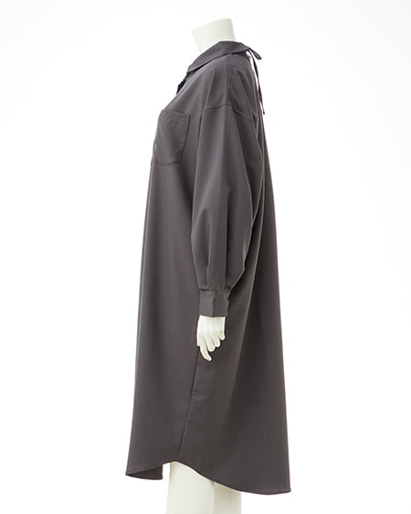 INGNI（イング） バックレースアップロングシャツ ﾁｬｺｰﾙｸﾞﾚｰ