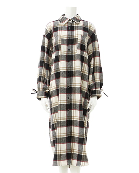 【WEB限定】BackドロストBIGチェック柄シャツワンピース