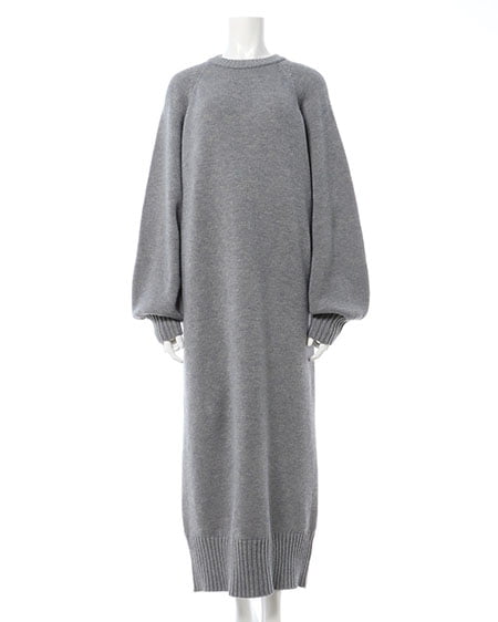 INGNI(イング) モックネックBackスリットニットワンピース グレー