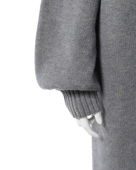 INGNI(イング) モックネックBackスリットニットワンピース グレー