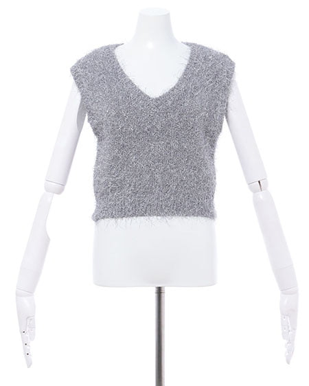 INGNI（イング） ラメフェザーニットベスト／A ｸﾞﾚｰ/A