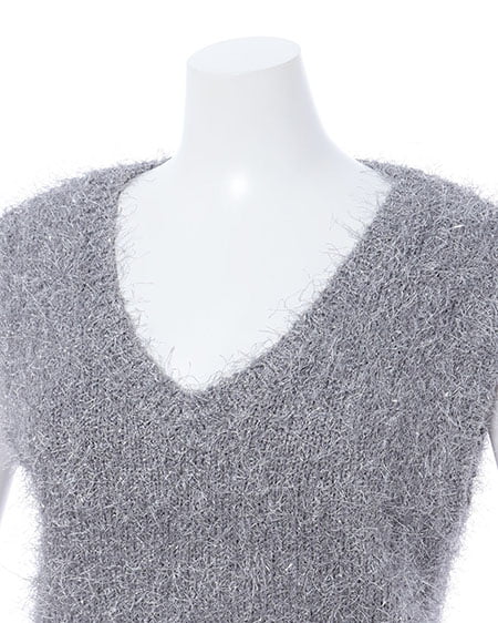 INGNI（イング） ラメフェザーニットベスト／A ｸﾞﾚｰ/A