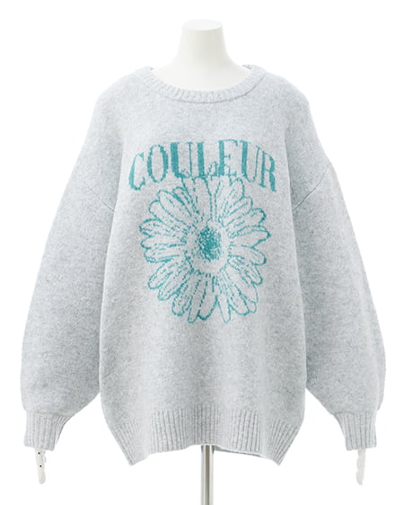 INGNI(イング) 花柄ジャガードニット/A グレー/グリーン