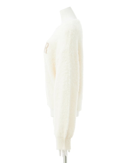 INGNI（イング） ショート丈フェザー貼付ロゴニット ｱｲﾎﾞﾘｰ/ﾍﾞｰｼﾞｭ