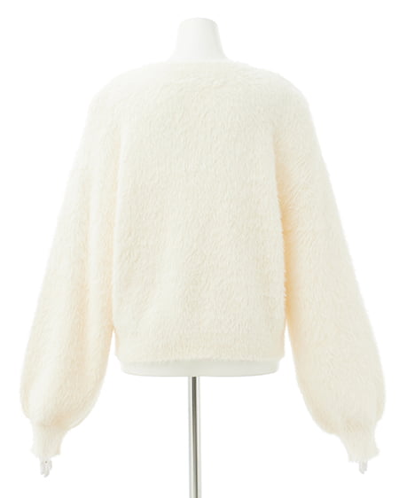 INGNI（イング） ショート丈フェザー貼付ロゴニット ｱｲﾎﾞﾘｰ/ﾍﾞｰｼﾞｭ