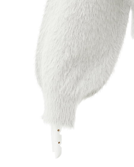 INGNI(イング) ショート丈フェザー貼付ロゴニット グレー/オフホワイト