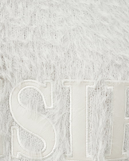 INGNI(イング) ショート丈フェザー貼付ロゴニット グレー/オフホワイト