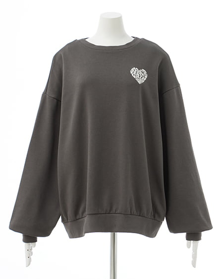 INGNI(イング) Back貼付ハートスウェットチュニック チャコールグレー
