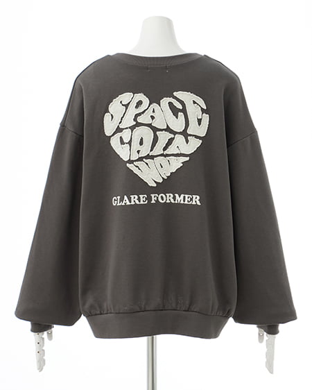 INGNI(イング) Back貼付ハートスウェットチュニック チャコールグレー