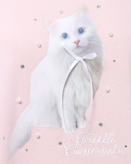 INGNI(イング) 装飾リボン付ねこスウェットトップス ライトピンク