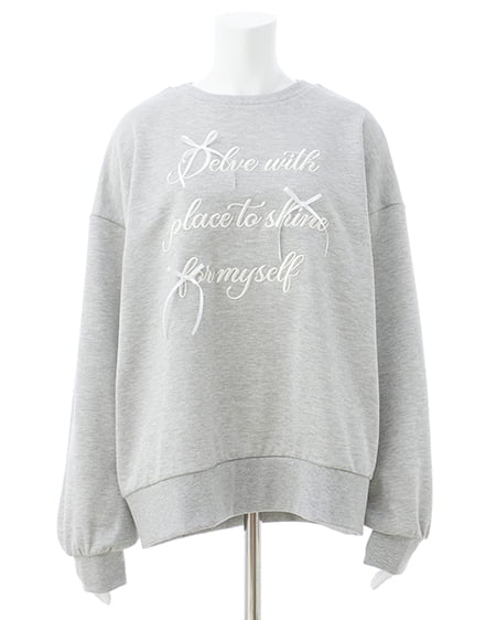 INGNI(イング) リボンモチーフロゴスウェットチュニック グレー/オフホワイト