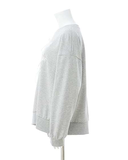 INGNI(イング) リボンモチーフロゴスウェットチュニック グレー/オフホワイト