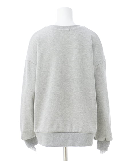 INGNI(イング) リボンモチーフロゴスウェットチュニック グレー/オフホワイト