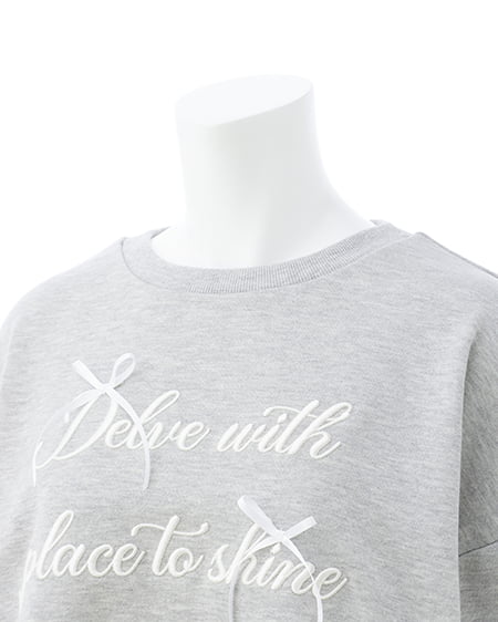 INGNI(イング) リボンモチーフロゴスウェットチュニック グレー/オフホワイト