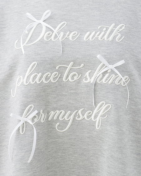 INGNI(イング) リボンモチーフロゴスウェットチュニック グレー/オフホワイト