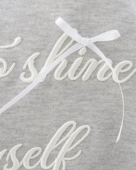 INGNI(イング) リボンモチーフロゴスウェットチュニック グレー/オフホワイト