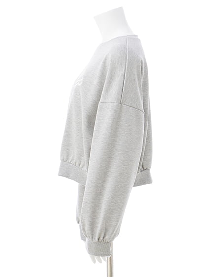 INGNI(イング) リボンカレッジロゴショートスウェットトップス グレー/オフホワイト