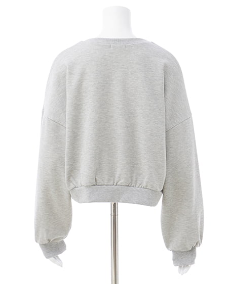 INGNI(イング) リボンカレッジロゴショートスウェットトップス グレー/オフホワイト