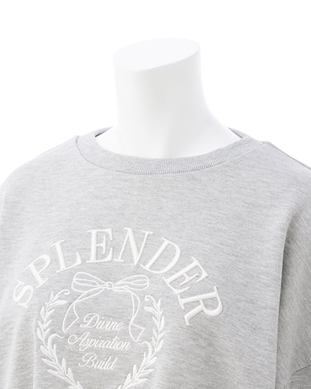 INGNI(イング) リボンカレッジロゴショートスウェットトップス グレー/オフホワイト