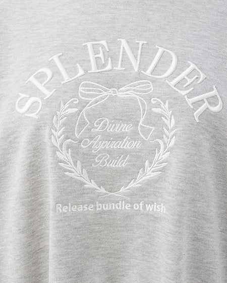 INGNI(イング) リボンカレッジロゴショートスウェットトップス グレー/オフホワイト