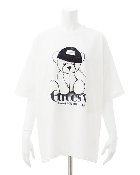 INGNI（イング） BearモチーフTシャツ ｵﾌﾎﾜｲﾄ