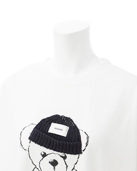 INGNI（イング） BearモチーフTシャツ ｵﾌﾎﾜｲﾄ