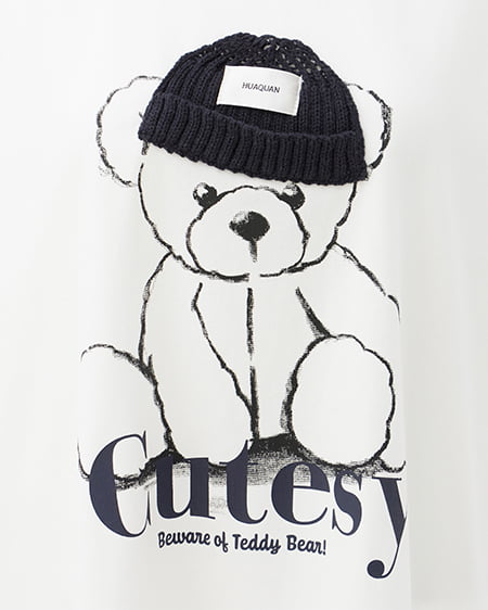 INGNI（イング） BearモチーフTシャツ ｵﾌﾎﾜｲﾄ