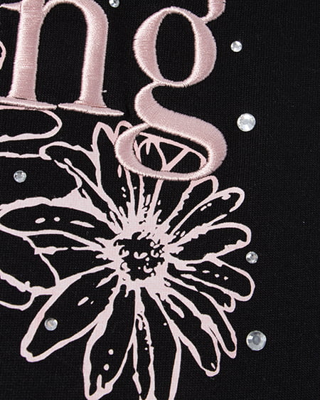 INGNI（イング） フラワーロゴTシャツ ｸﾛ/ﾋﾟﾝｸ
