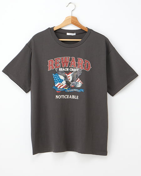 スタッズ付イーグルロゴTシャツ