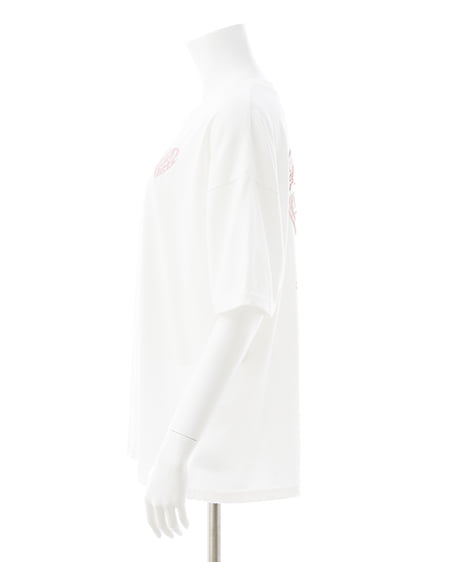 INGNI（イング） Backハート貼付チュニックTシャツ／Ａ ｵﾌﾎﾜｲﾄ/ﾋﾟﾝｸ