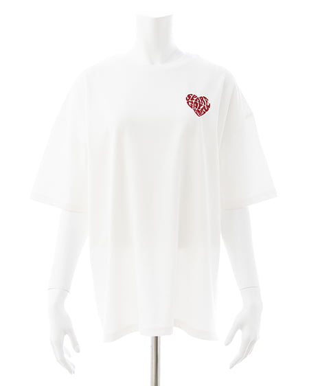 INGNI（イング） Backハート貼付チュニックTシャツ ｵﾌﾎﾜｲﾄ/ｱｶ