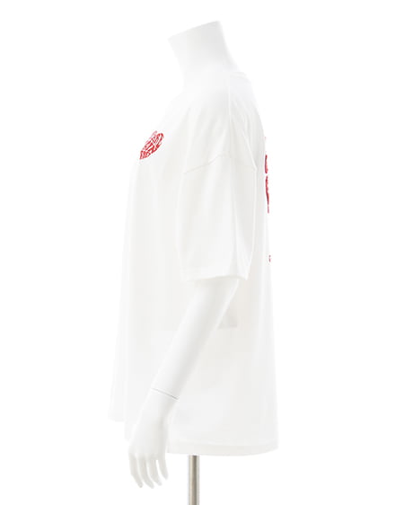 INGNI（イング） Backハート貼付チュニックTシャツ ｵﾌﾎﾜｲﾄ/ｱｶ
