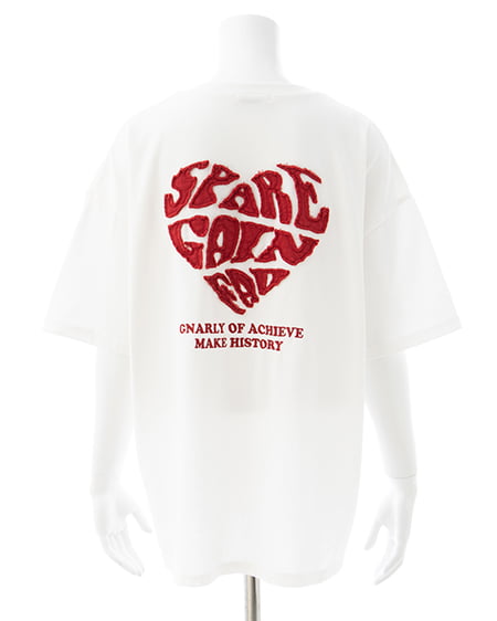 INGNI（イング） Backハート貼付チュニックTシャツ ｵﾌﾎﾜｲﾄ/ｱｶ