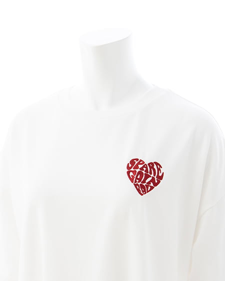 INGNI（イング） Backハート貼付チュニックTシャツ ｵﾌﾎﾜｲﾄ/ｱｶ