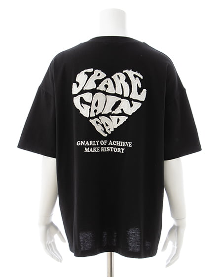 INGNI（イング） Backハート貼付チュニックTシャツ ｸﾛ/ｵﾌﾎﾜｲﾄ