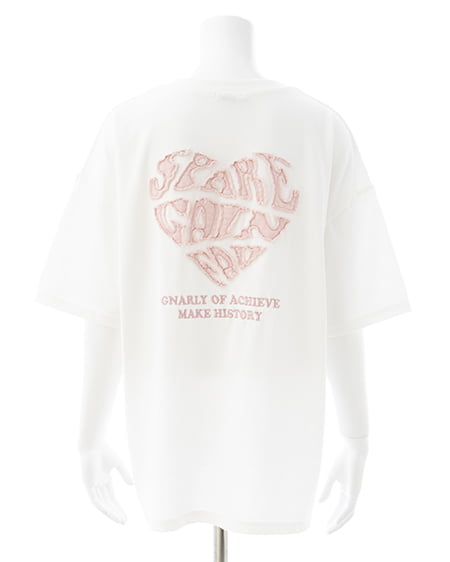Backハート貼付チュニックTシャツ