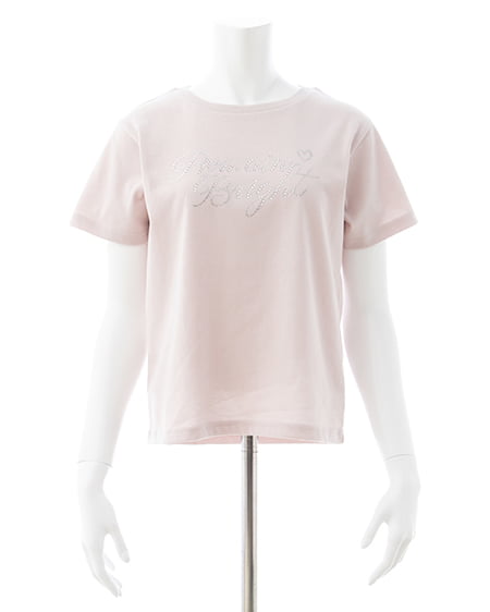 INGNI（イング） ラインストーンロゴTシャツ ﾗｲﾄﾋﾟﾝｸ