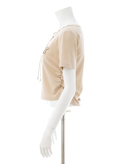 INGNI（イング） レースUPロゴTシャツ ﾍﾞｰｼﾞｭ