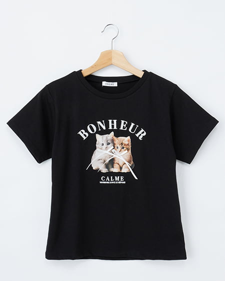 リボン付ねこTシャツ
