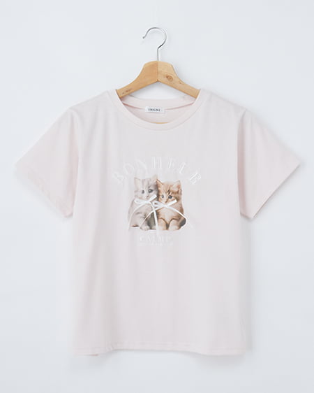 リボン付ねこTシャツ
