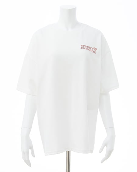 INGNI（イング） Backハート貼付チュニックTシャツ ｵﾌﾎﾜｲﾄ/ﾋﾟﾝｸ